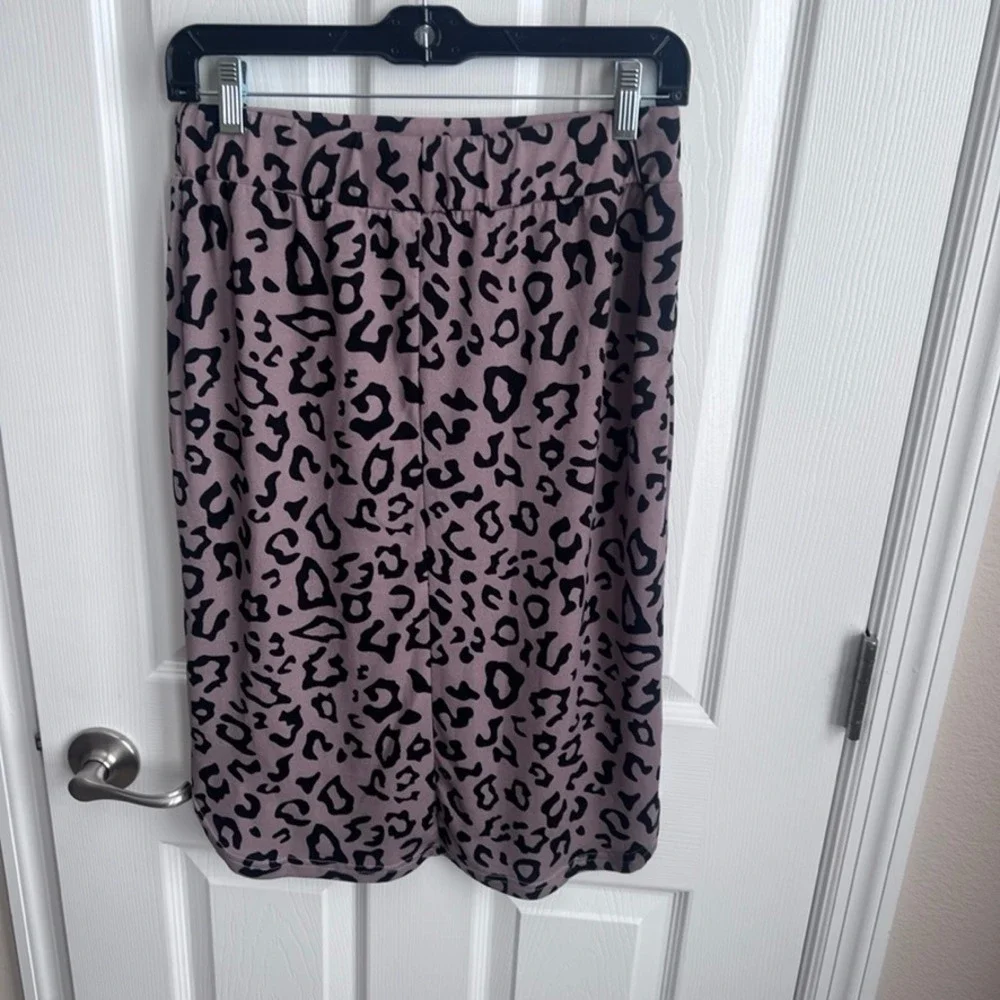 Tickled Teal Leopard Print‎ Midi Skirt Drawstring Waist Women's Size S